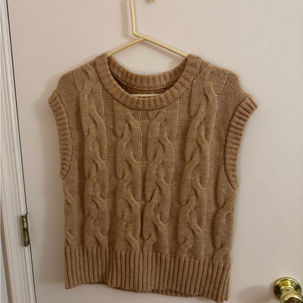Cable Knit Tan Sweater Vest